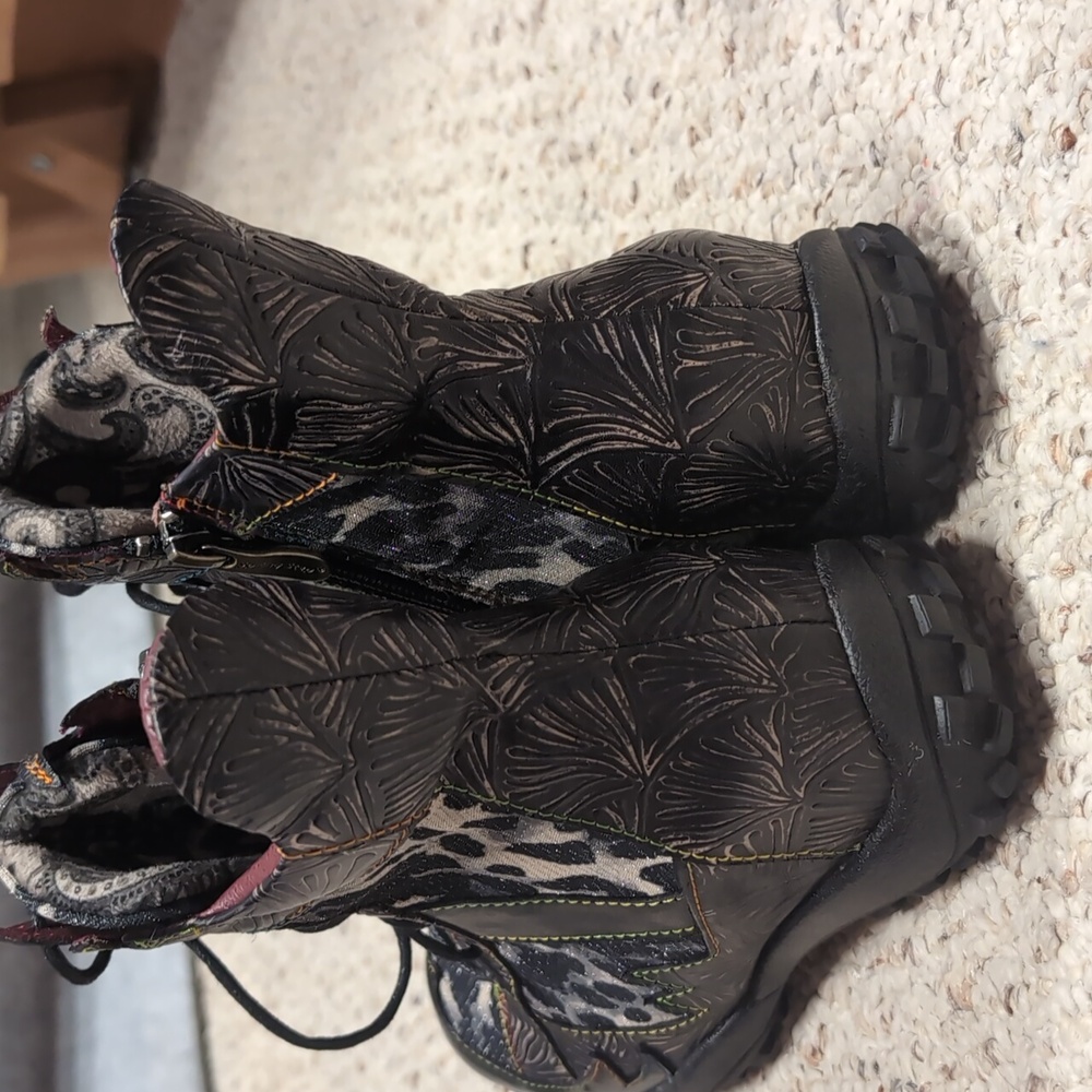 L'Artiste Boots Size 36 2005 Black Colorful - Picture 6 of 9